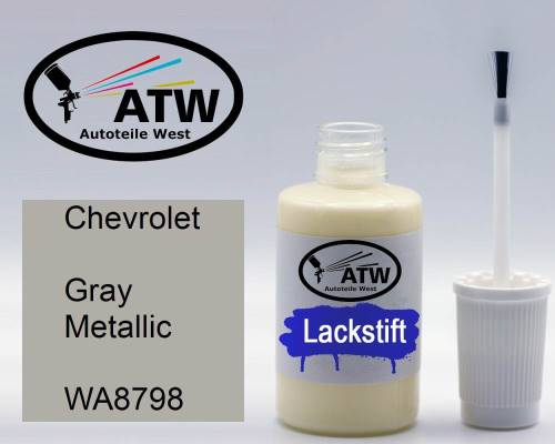 Chevrolet, Gray Metallic, WA8798: 20ml Lackstift, von ATW Autoteile West.